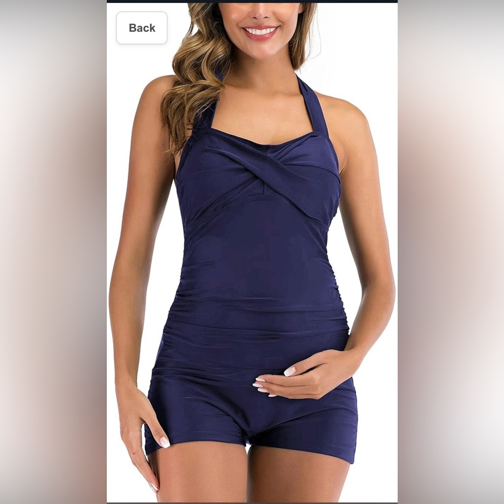EastElegant NWT Women’s Maternity Swimwear Retro Halter with Boyleg Boyshort